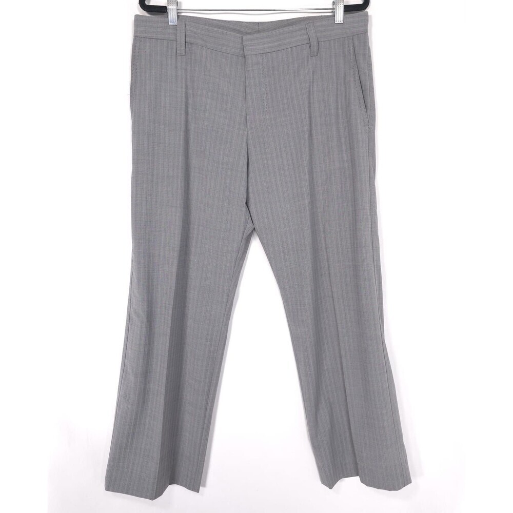 HUGO BOSS Men’s Dress Pants 36x28 R Gray VIRGIN WOOL Blend Trousers ROMANIA MADE